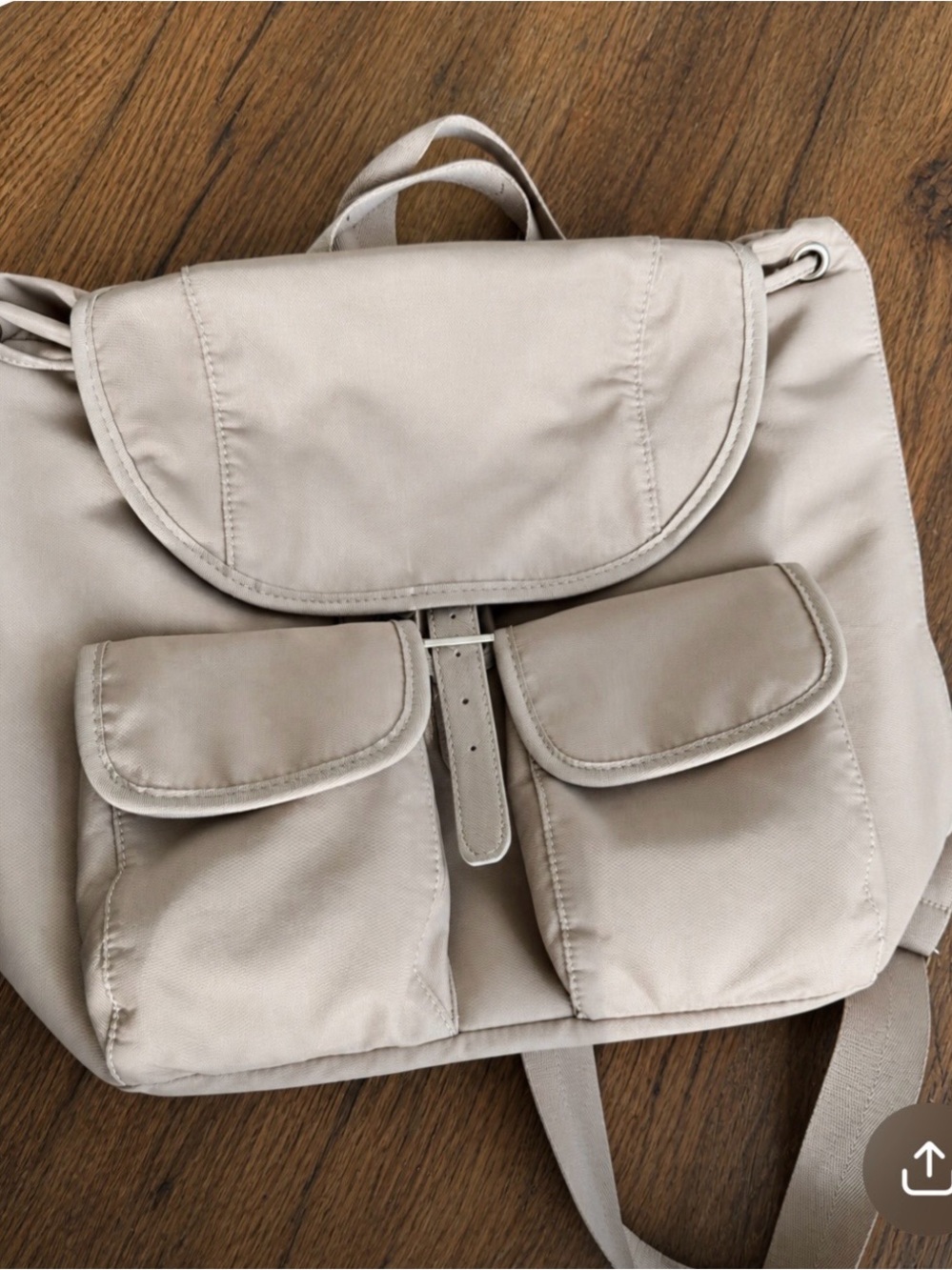 Year of Ours Beige Canvas Backpack with Front Pockets